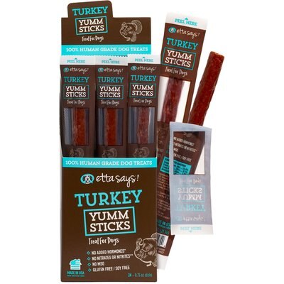 Etta Says! Etta Says! Turkey Yumm Sticks Human Grade Turkey Jerky Dog Treats, 24 count