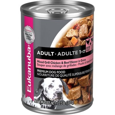 Eukanuba Eukanuba Adult Mixed Grill Chicken & Beef Dinner in Gravy Canned Dog Food, 12.5-oz, case of 12
