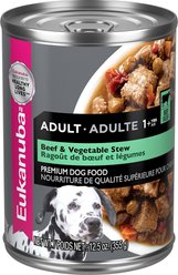 Eukanuba Beef & Vegetable Stew + Mixed Grill Chicken & Beef Dinner in Gravy Canned Dog Food slide 2 of 9