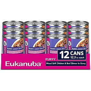 Eukanuba Puppy Mixed Grill Chicken & Beef Dinner in Gravy Canned Dog Food, 12.5-oz, case of 12