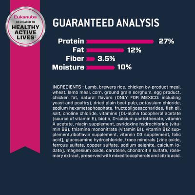 Show full view: Eukanuba Senior Lamb 1st Ingredient Dry Dog Food, 30-lb bag slide 8 of 12