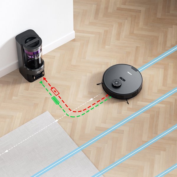 EUREKA NERE10S Self Emptying Bagless Robot Vacuum, Black/Purple