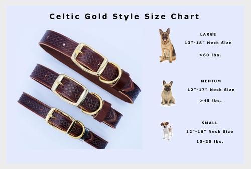 Show full view: Euro-Dog Celtic Gold Style Leather Dog Collar, Blue Jeans, Large slide 5 of 8