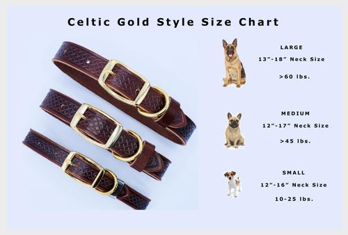 Show full view: Euro-Dog Celtic Gold Style Leather Dog Collar, Blue Jeans, Medium slide 4 of 7