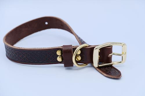 Show full view: Euro-Dog Celtic Gold Style Leather Dog Collar, Chocolate, Medium slide 2 of 7