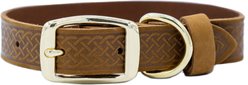 Euro-Dog Celtic Gold Style Leather Dog Collar, Earth Brown, Large slide 1 of 5