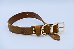 Euro-Dog Celtic Gold Style Leather Dog Collar, Earth Brown, Large slide 2 of 5