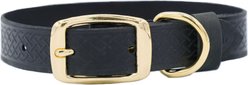 Euro-Dog Celtic Gold Style Leather Dog Collar, Midnight Black, Large