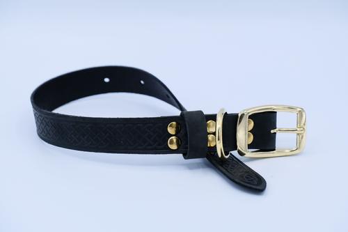 Show full view: Euro-Dog Celtic Gold Style Leather Dog Collar, Midnight Black, Large slide 3 of 8