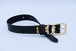 Euro-Dog Celtic Gold Style Leather Dog Collar, Midnight Black, Small slide 2 of 5