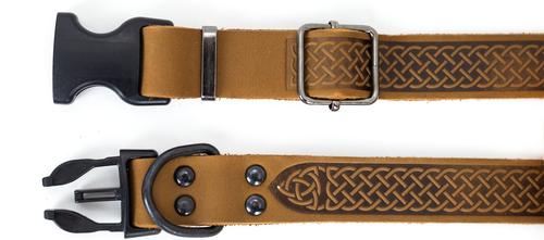 Show full view: Euro-Dog Celtic Sport Style Luxury Leather Dog Collar, Bark Brown, Small slide 2 of 7