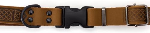 Show full view: Euro-Dog Celtic Sport Style Luxury Leather Dog Collar, Bark Brown, Small slide 3 of 7
