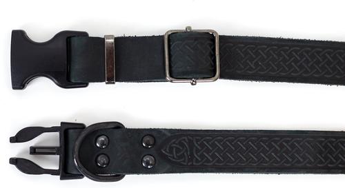 Show full view: Euro-Dog Celtic Sport Style Luxury Leather Dog Collar, Black, Small slide 2 of 7