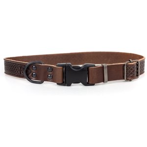 Euro-Dog Celtic Sport Style Luxury Leather Dog Collar, Chocolate, Small