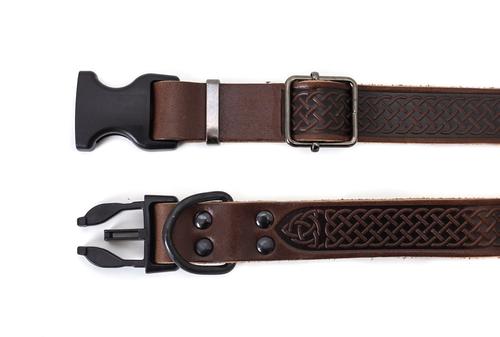 Show full view: Euro-Dog Celtic Sport Style Luxury Leather Dog Collar, Chocolate, Small slide 2 of 7