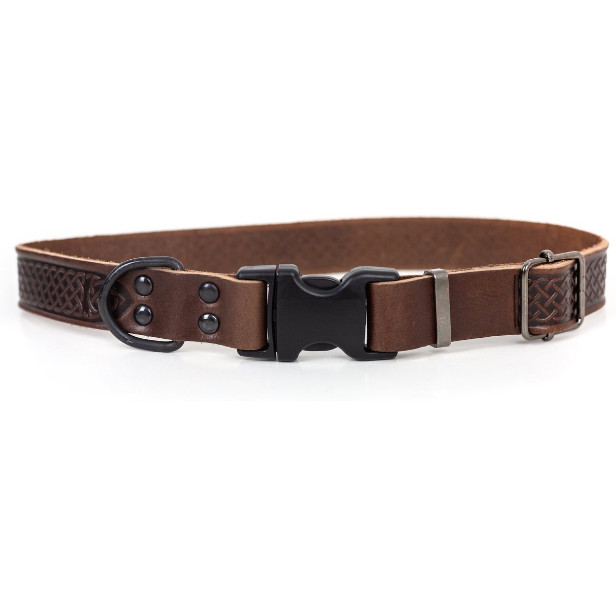 Euro-Dog Celtic Sport Style Luxury Leather Dog Collar, Chocolate, X-Small
