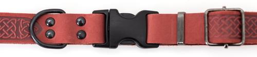 Show full view: Euro-Dog Celtic Sport Style Luxury Leather Dog Collar, Coral, Medium  slide 3 of 5