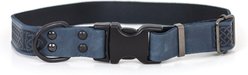 Euro-Dog Celtic Sport Style Luxury Leather Dog Collar, Navy, Large