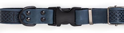 Show full view: Euro-Dog Celtic Sport Style Luxury Leather Dog Collar, Navy, X-Small slide 3 of 7