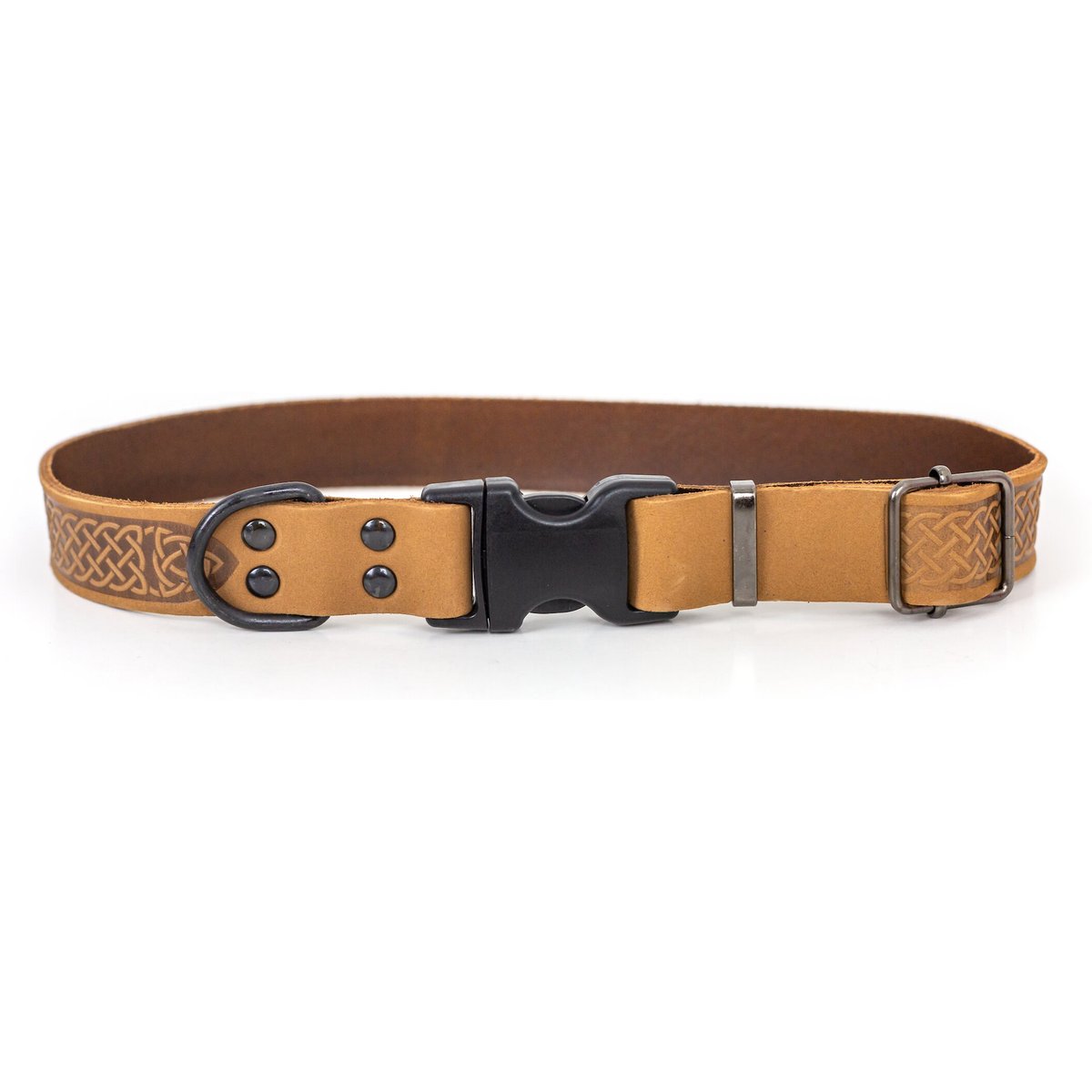 Euro-Dog Celtic Sport Style Luxury Leather Dog Collar, Tan, X-Small