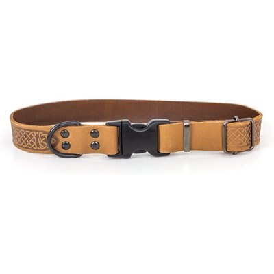 Euro-Dog Euro-Dog Celtic Sport Style Luxury Leather Dog Collar, Tan, X-Small