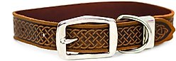Euro-Dog Celtic Style Luxury Leather Dog Collar, Bark Brown, Medium