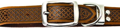 Show full view: Euro-Dog Celtic Style Luxury Leather Dog Collar, Bark Brown, X-Small slide 2 of 8