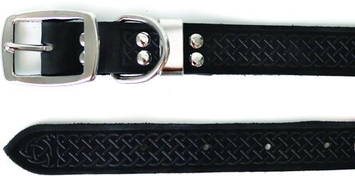 Show full view: Euro-Dog Celtic Style Luxury Leather Dog Collar, Black, Large slide 3 of 8