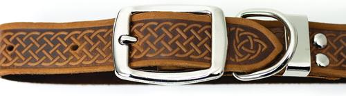 Show full view: Euro-Dog Celtic Style Luxury Leather Dog Collar, Tan, X-Large slide 2 of 8