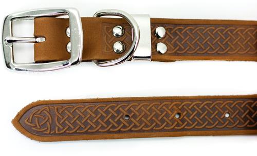 Show full view: Euro-Dog Celtic Style Luxury Leather Dog Collar, Tan, X-Large slide 3 of 8