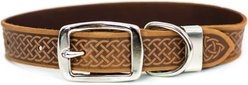 Euro-Dog Celtic Style Luxury Leather Dog Collar, Tan, X-Small