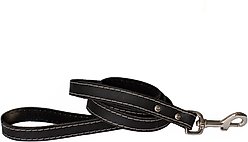 Euro-Dog Leather Dog Leash, Black, 6-ft long, 3/4-in wide