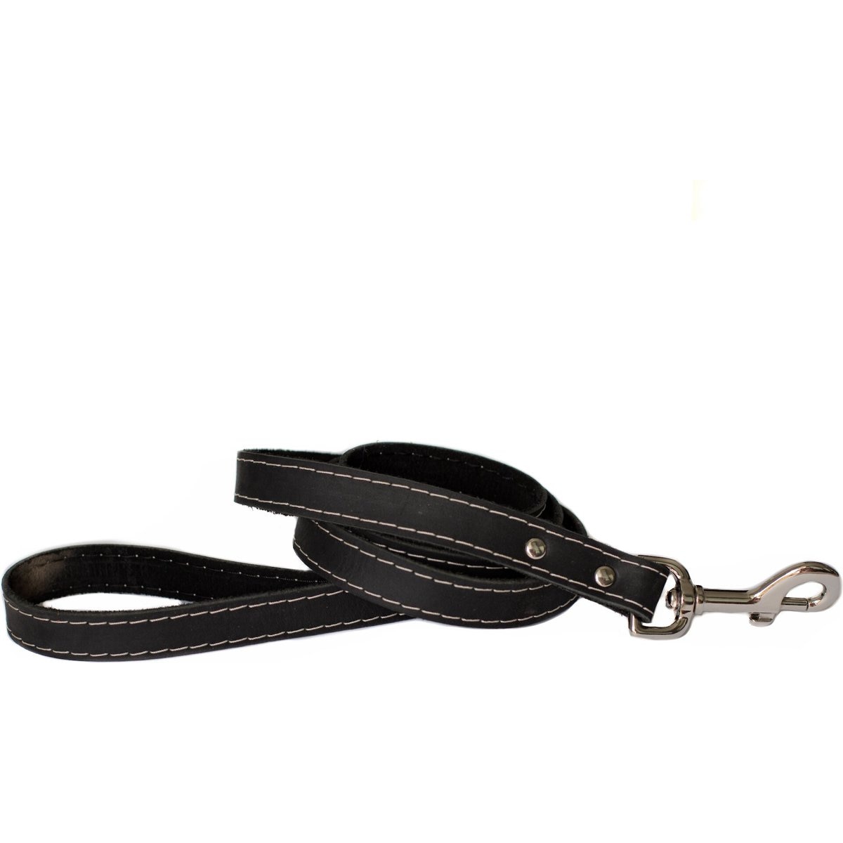 Euro-Dog Leather Dog Leash, Black, 6-ft long, 3/4-in wide