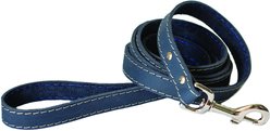 Euro-Dog Leather Dog Leash, Navy, 6-ft long, 3/4-in wide