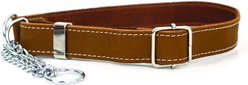 Euro-Dog Luxury Leather Martingale Dog Collar, Bark Brown, Large