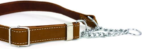Show full view: Euro-Dog Luxury Leather Martingale Dog Collar, Bark Brown, Large slide 2 of 8