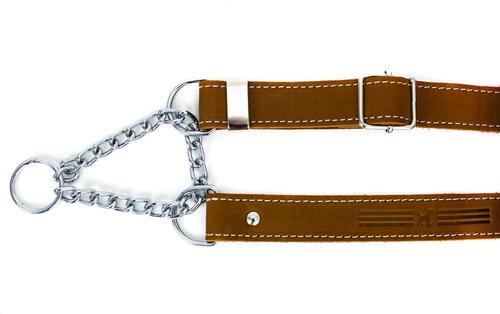 Show full view: Euro-Dog Luxury Leather Martingale Dog Collar, Bark Brown, Large slide 3 of 8