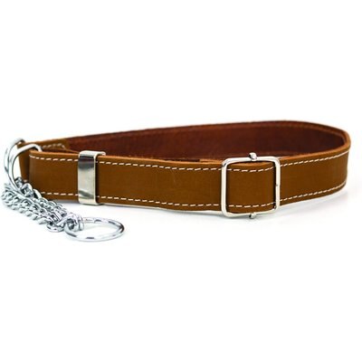 Euro-Dog Euro-Dog Luxury Leather Martingale Dog Collar, Bark Brown, X-Large