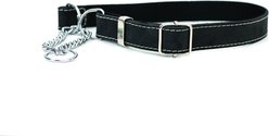 Euro-Dog Luxury Leather Martingale Dog Collar, Black, Small