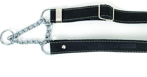 Show full view: Euro-Dog Luxury Leather Martingale Dog Collar, Black, Small slide 3 of 8