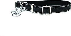 Euro-Dog Luxury Leather Martingale Dog Collar, Black, X-Small