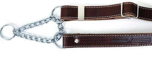 Show full view: Euro-Dog Luxury Leather Martingale Dog Collar, Burgundy, Medium slide 3 of 8