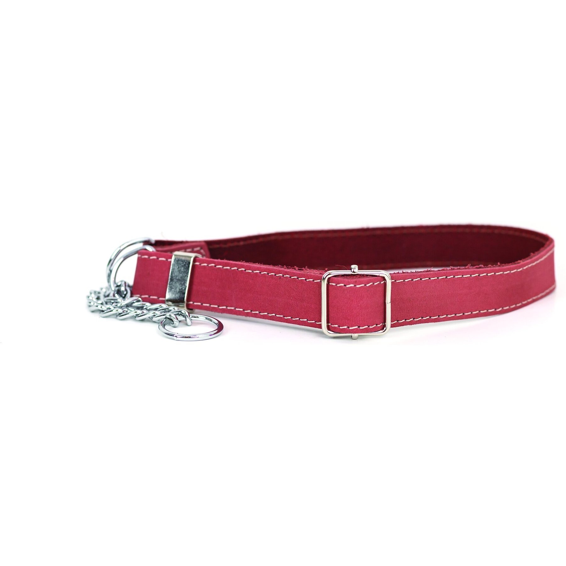 Euro-Dog Luxury Leather Martingale Dog Collar, Coral, Large