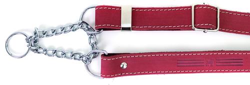Show full view: Euro-Dog Luxury Leather Martingale Dog Collar, Coral, Medium slide 3 of 8