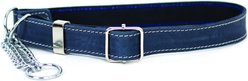Euro-Dog Luxury Leather Martingale Dog Collar, Navy, Small