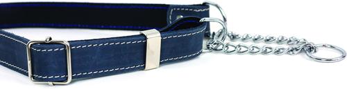 Show full view: Euro-Dog Luxury Leather Martingale Dog Collar, Navy, X-Small slide 3 of 9