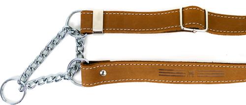 Show full view: Euro-Dog Luxury Leather Martingale Dog Collar, Tan, X-Small slide 3 of 8