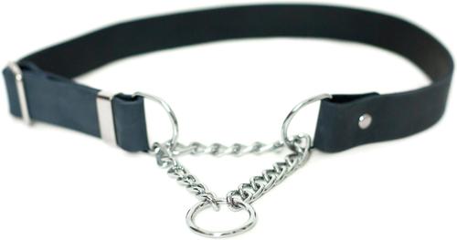 Show full view: Euro-Dog Modern Leather Martingale Dog Collar, Blue Jeans, X-Small: 9 to 12-in neck slide 3 of 8