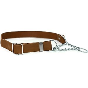 Euro-Dog Modern Leather Martingale Dog Collar, Earth Brown, X-Small: 9 to 12-in neck