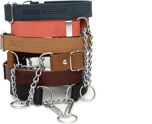 Show full view: Euro-Dog Modern Leather Martingale Dog Collar, Khaki, Large: 15 to 23-in neck slide 6 of 7
